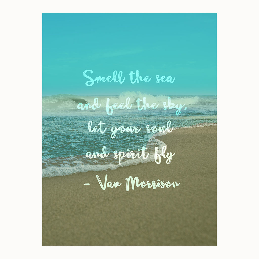 beach, ocean, sea, song lyric, Van Morrison, Into the Mystic, quote, art, print