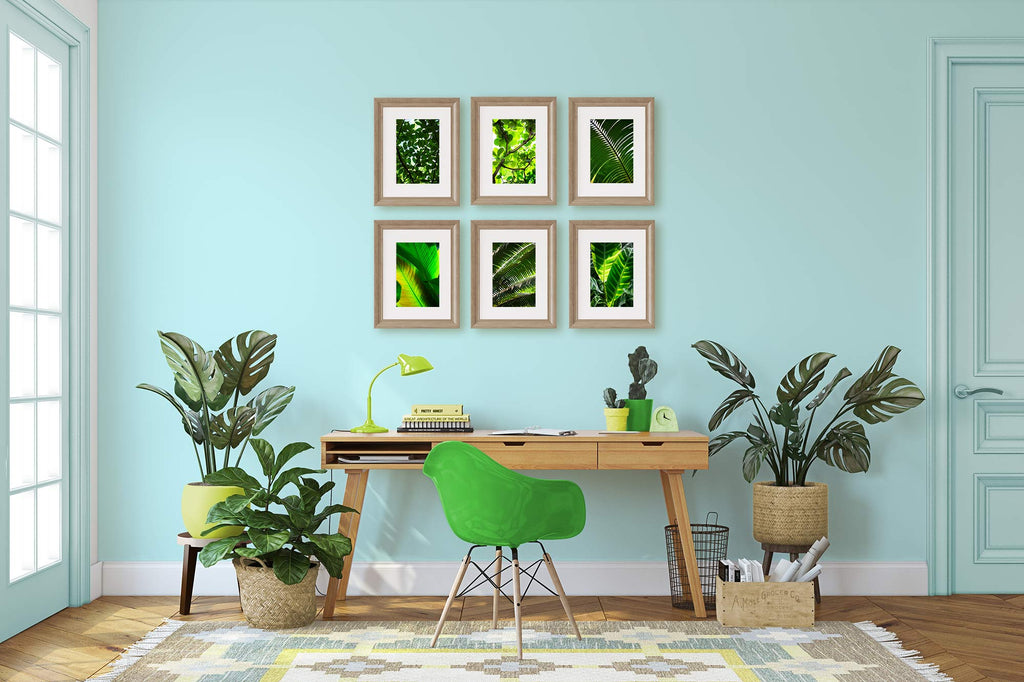 boho style office, beach boho office, blue and green office, nature inspired decor, botanical set of prints, tropical set of prints, office art set, nature art, nature print set