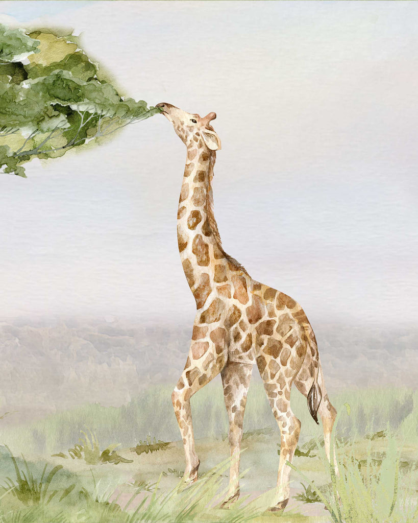 watercolor, giraffe, African, Safari, animal, art, baby nursery