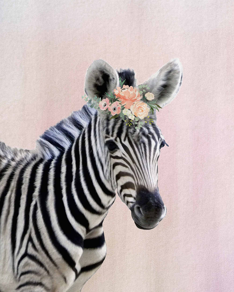 zebra, flower crown